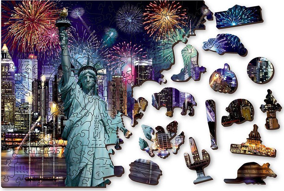WOODEN CITY Dřevěné puzzle Noční New York 2v1, 1000 dílků EKO - obrázek 4