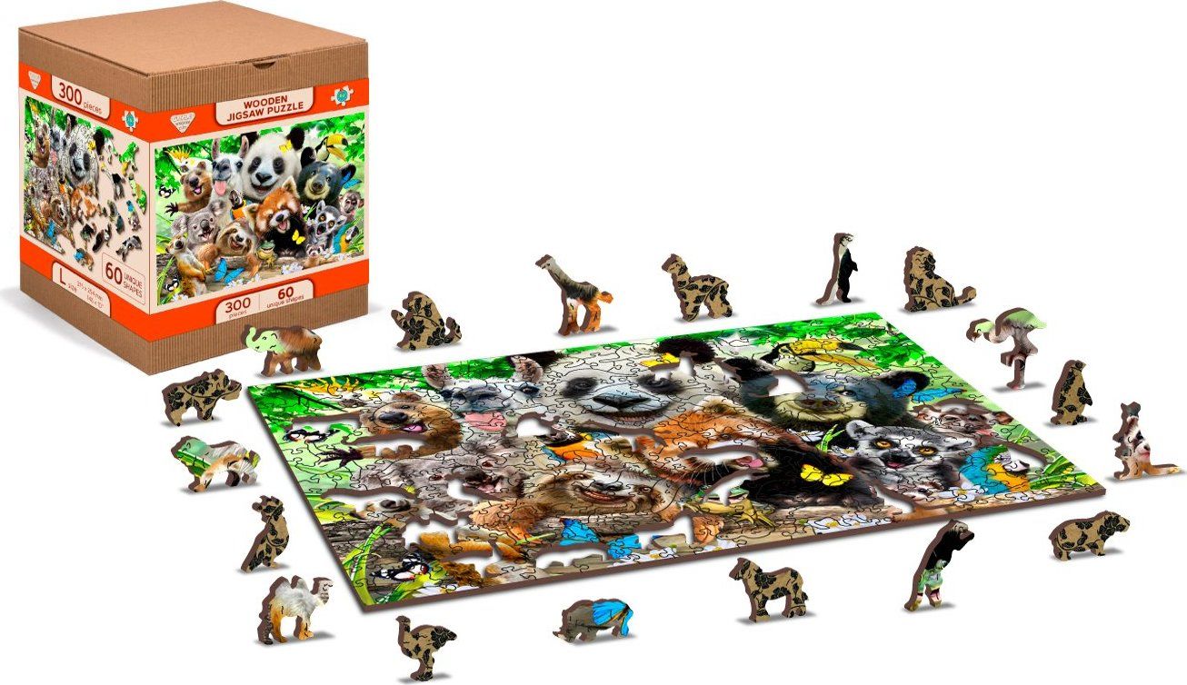 WOODEN CITY Dřevěné puzzle Medvědí ráj 2v1, 150 dílků EKO - obrázek 8