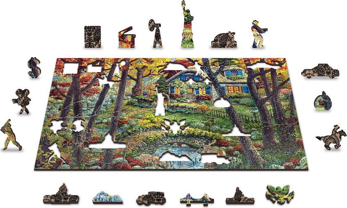 WOODEN CITY Dřevěné puzzle Chata v lese 2v1, 1000 dílků EKO - obrázek 7