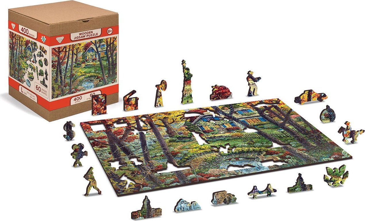 WOODEN CITY Dřevěné puzzle Chata v lese 2v1, 1000 dílků EKO - obrázek 8