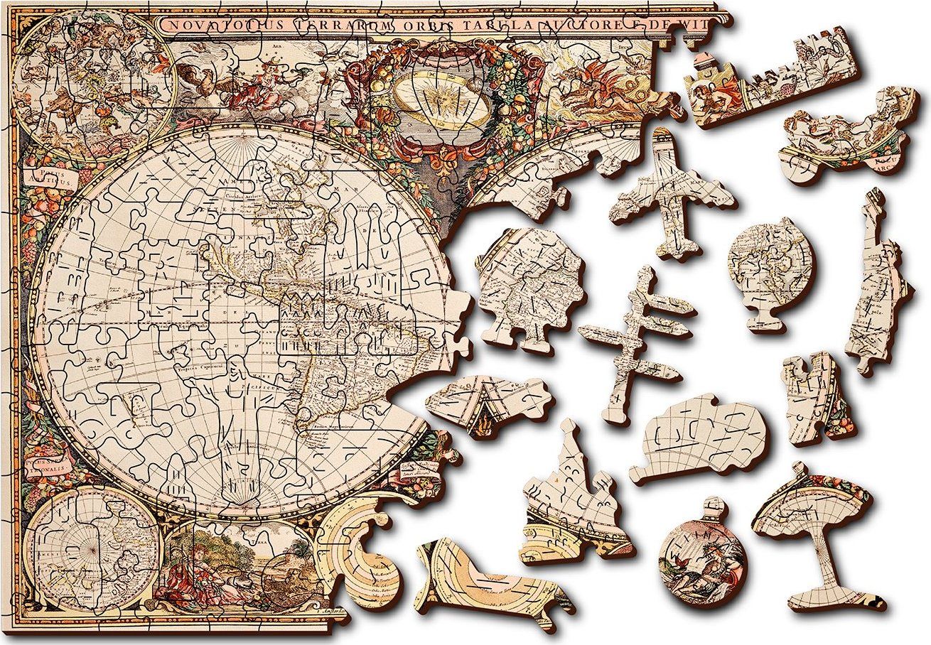 WOODEN CITY Dřevěné puzzle Antická mapa světa 2v1, 600 dílků EKO - obrázek 4