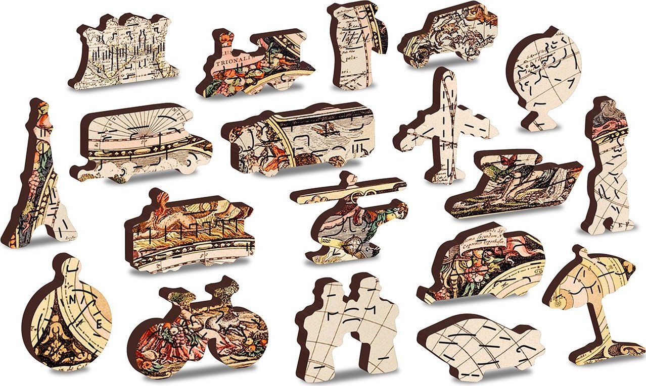 WOODEN CITY Dřevěné puzzle Antická mapa světa 2v1, 600 dílků EKO - obrázek 5