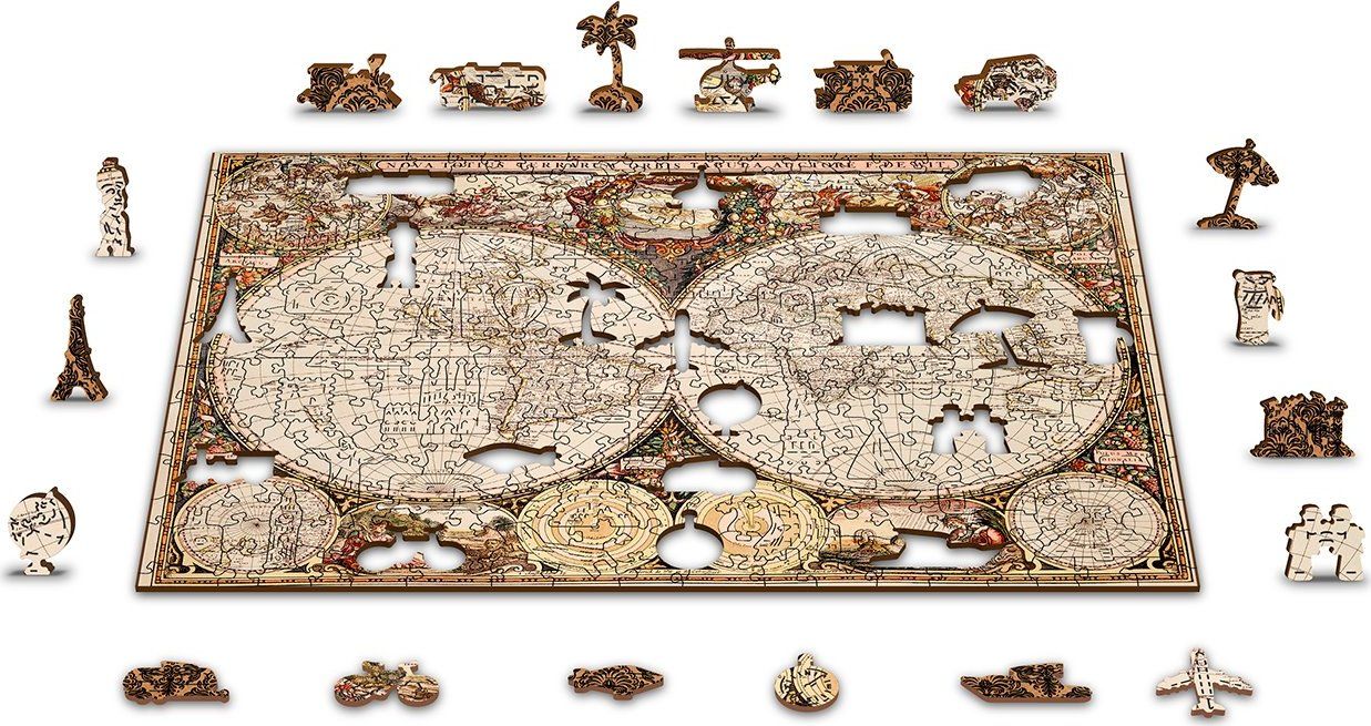 WOODEN CITY Dřevěné puzzle Antická mapa světa 2v1, 600 dílků EKO - obrázek 7