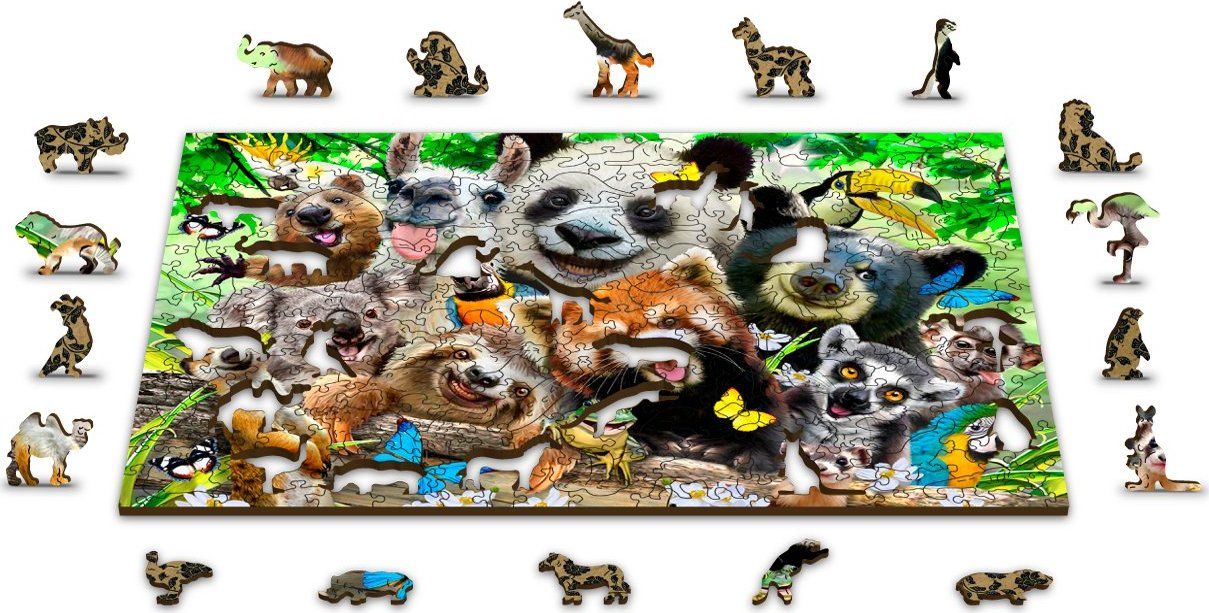 WOODEN CITY Dřevěné puzzle Medvědí ráj 2v1, 600 dílků EKO - obrázek 7
