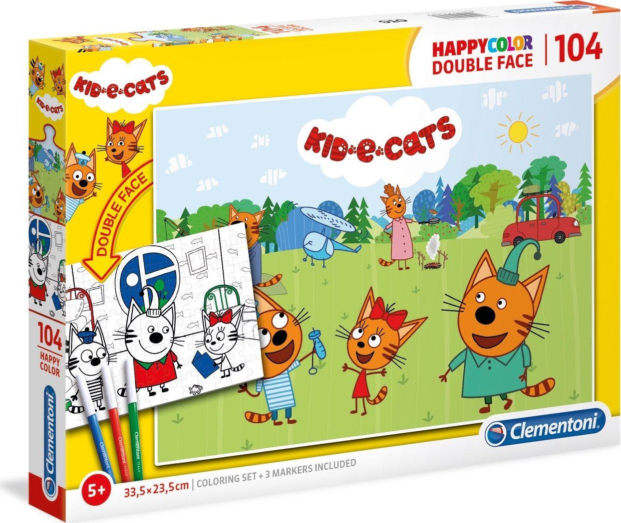 CLEMENTONI Oboustranné puzzle Kid vs Cat 104 dílků - obrázek 1