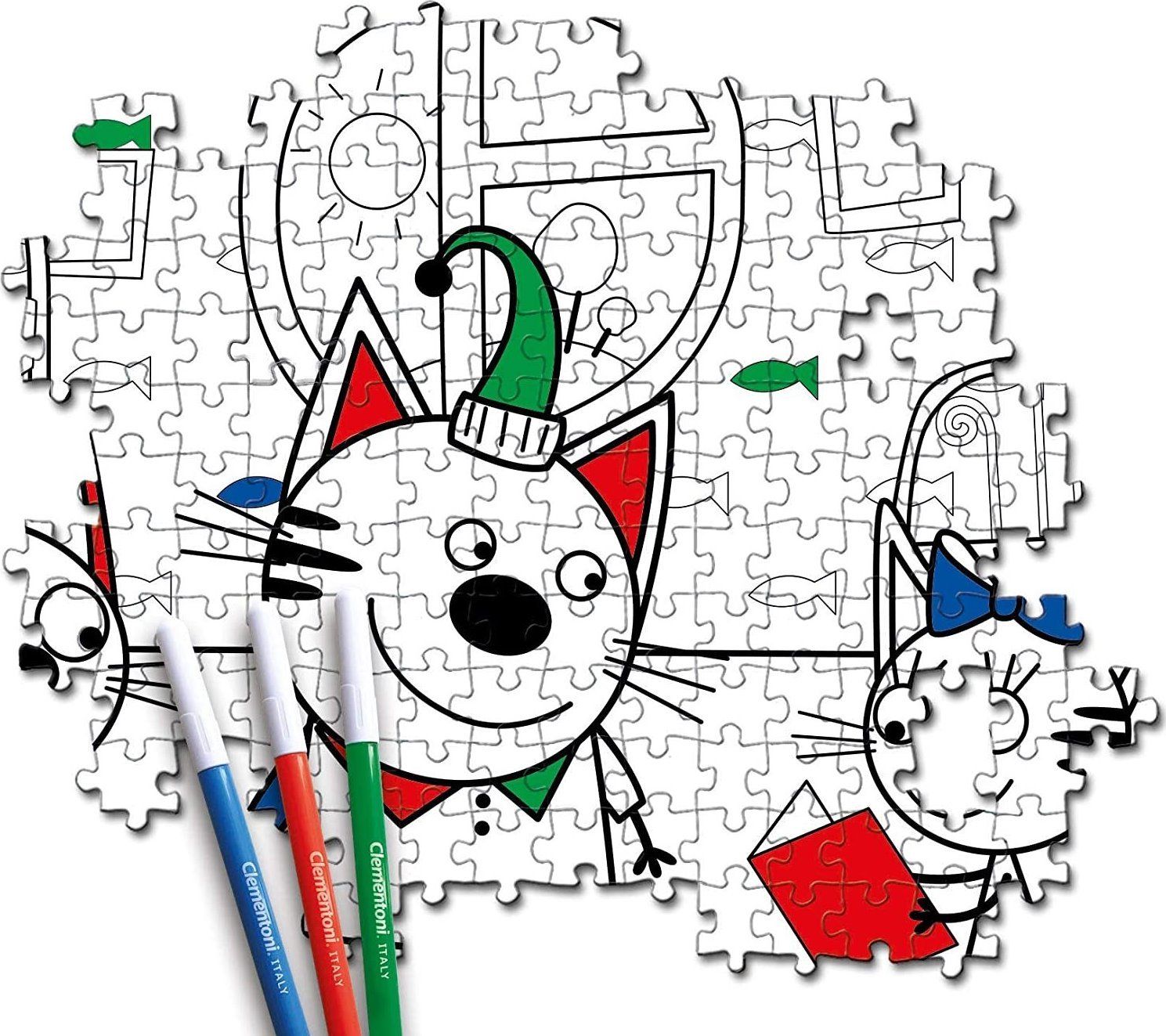 CLEMENTONI Oboustranné puzzle Kid vs Cat 104 dílků - obrázek 2