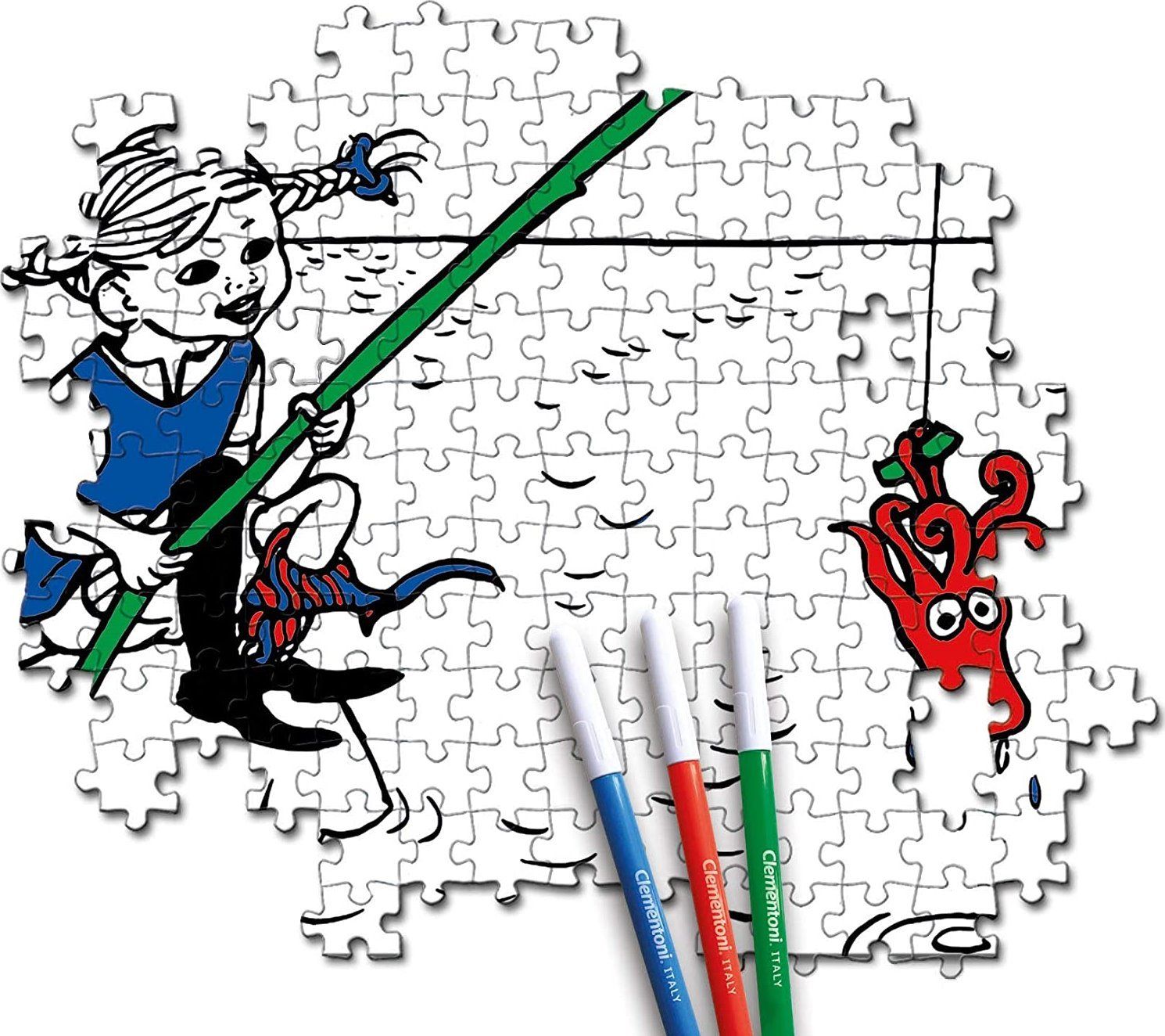 CLEMENTONI Oboustranné puzzle Pippi dlouhá punčocha 104 dílků - obrázek 2