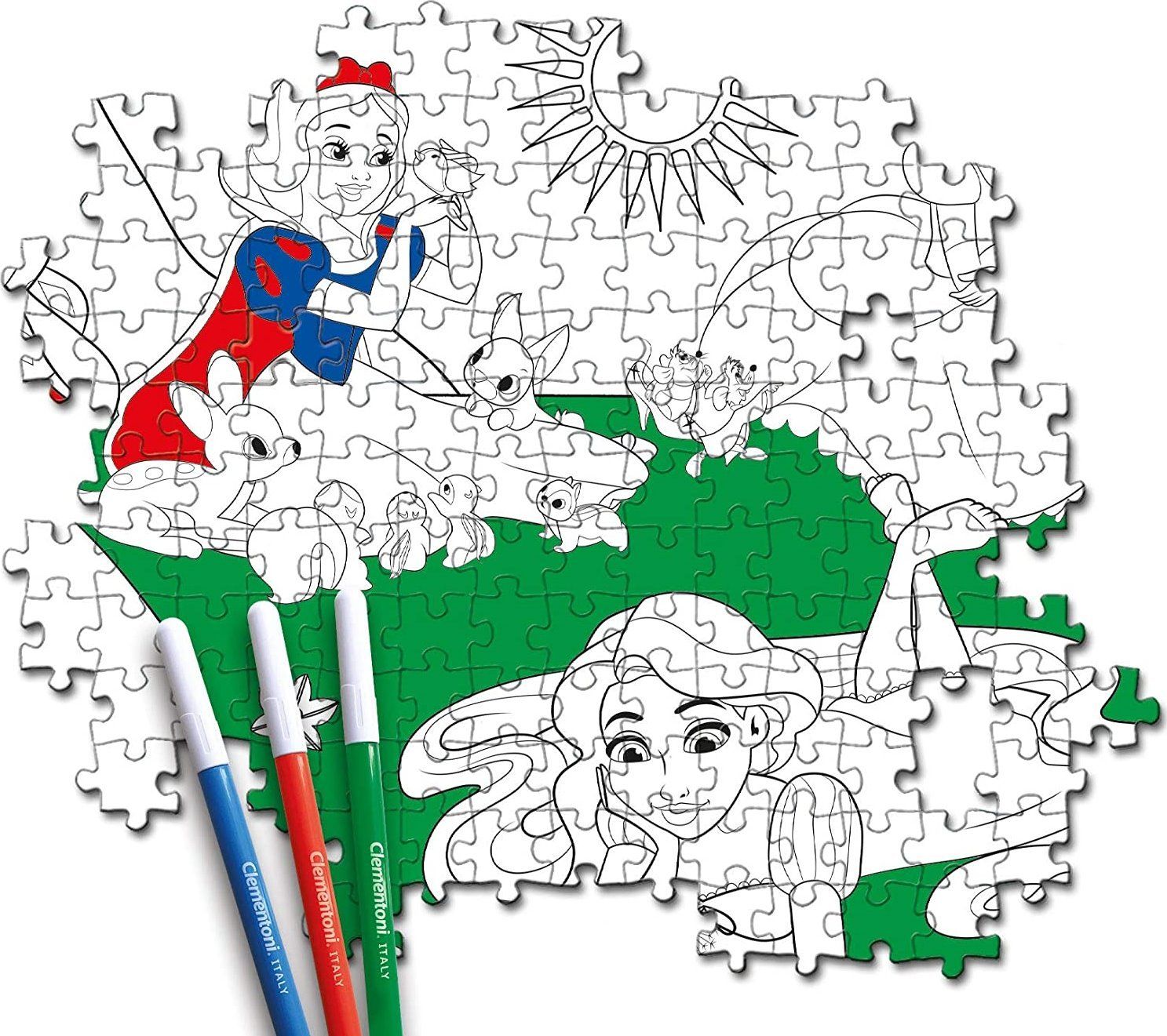 CLEMENTONI Oboustranné puzzle Disney princezny 104 dílků - obrázek 2