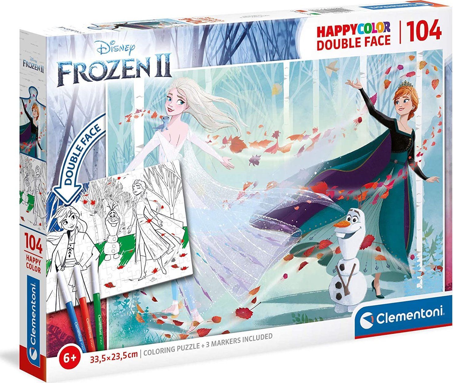 CLEMENTONI Oboustranné puzzle Ledové království 2, 104 dílků - obrázek 1