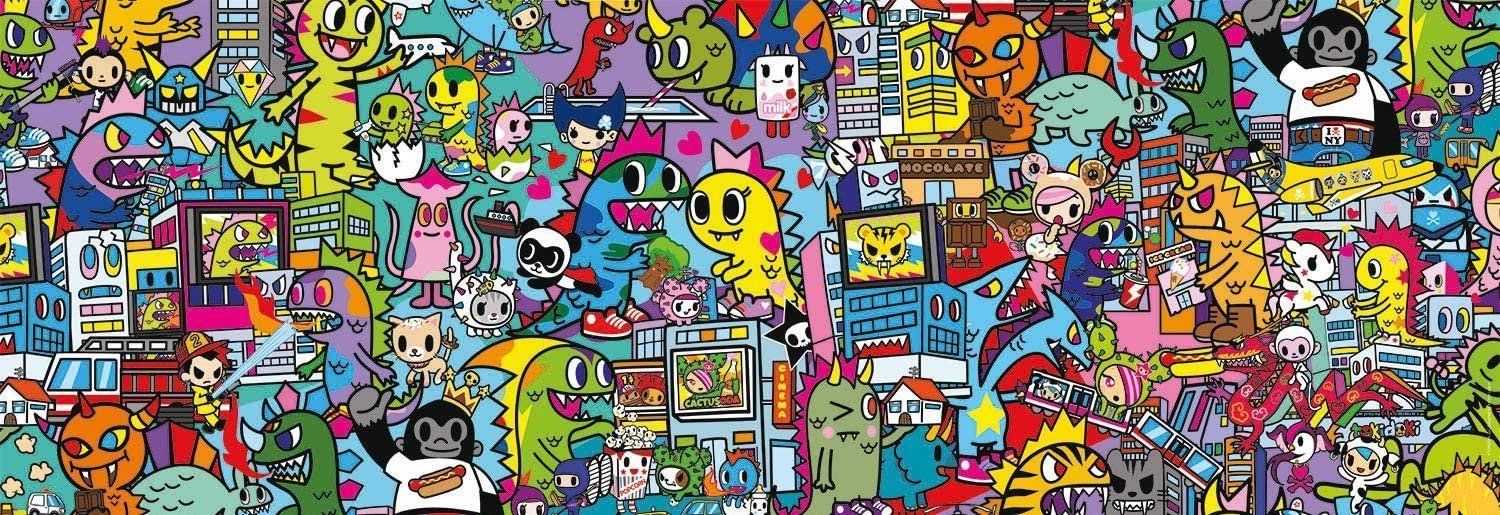 CLEMENTONI Panoramatické puzzle Tokidoki 1000 dílků - obrázek 1