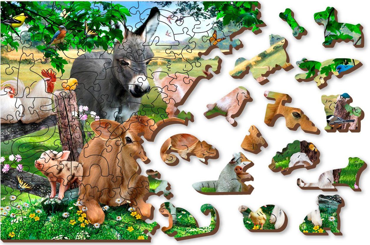 WOODEN CITY Dřevěné puzzle Školka na farmě 2v1, 600 dílků EKO - obrázek 4
