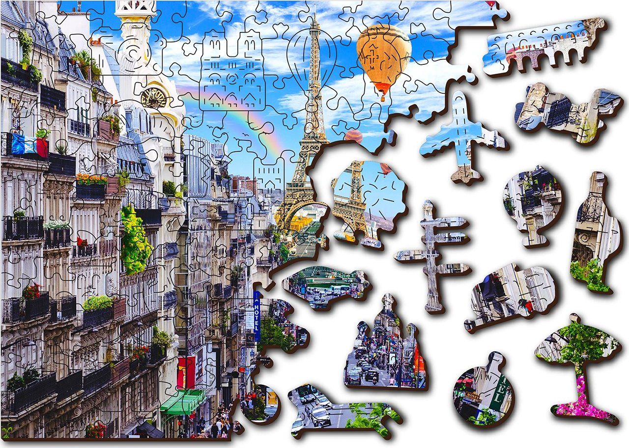 WOODEN CITY Dřevěné puzzle Rušná Paříž 2v1, 150 dílků EKO - obrázek 4