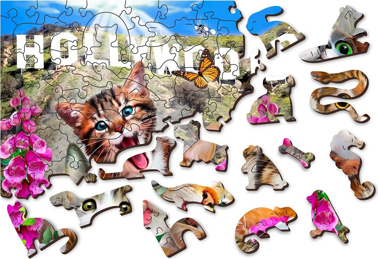 WOODEN CITY Dřevěné puzzle Koťata v Hollywoodu 2v1, 150 dílků EKO - obrázek 4
