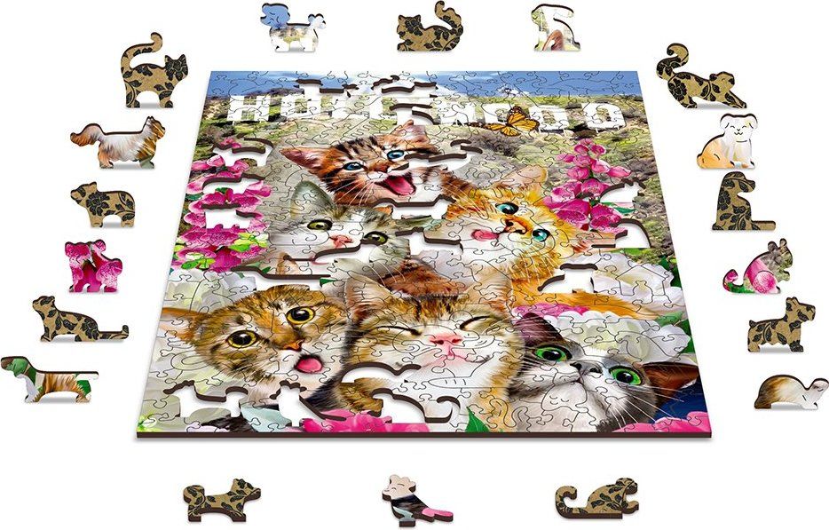 WOODEN CITY Dřevěné puzzle Koťata v Hollywoodu 2v1, 150 dílků EKO - obrázek 7