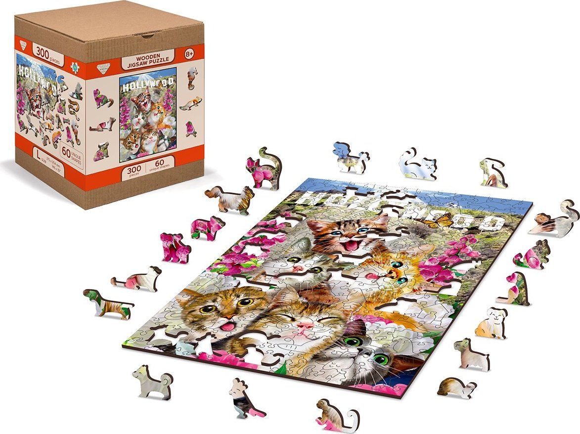 WOODEN CITY Dřevěné puzzle Koťata v Hollywoodu 2v1, 150 dílků EKO - obrázek 8
