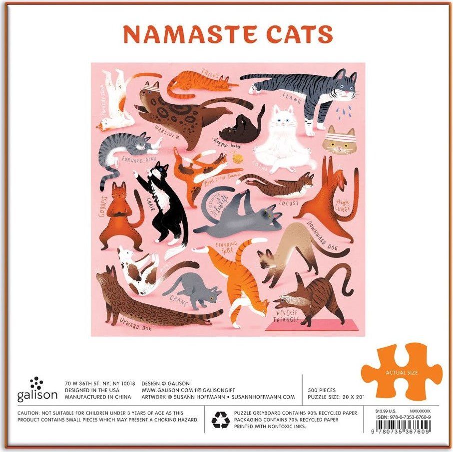 GALISON Čtvercové puzzle Namaste kočky 500 dílků - obrázek 2