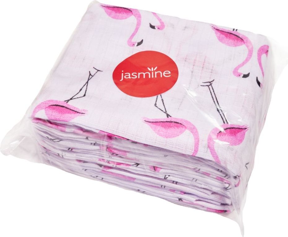 JASMINE Bavlněné pleny s potiskem Flamingo 70x80 cm 10ks - obrázek 3