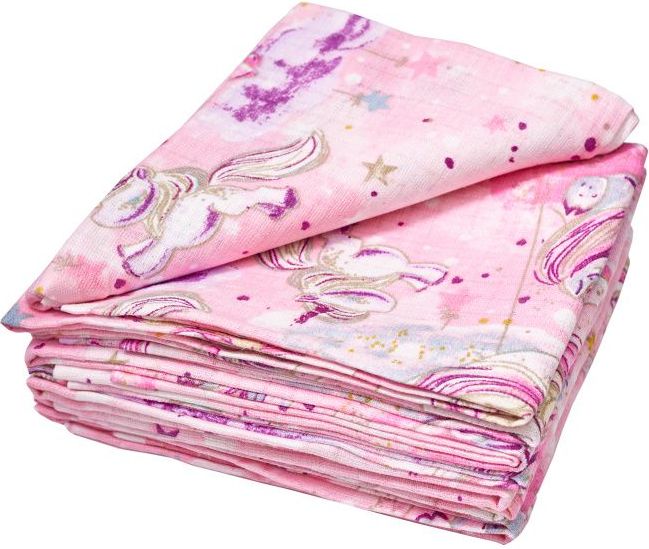 JASMINE Bavlněné pleny s potiskem Unicorn 70x80 10ks - obrázek 1