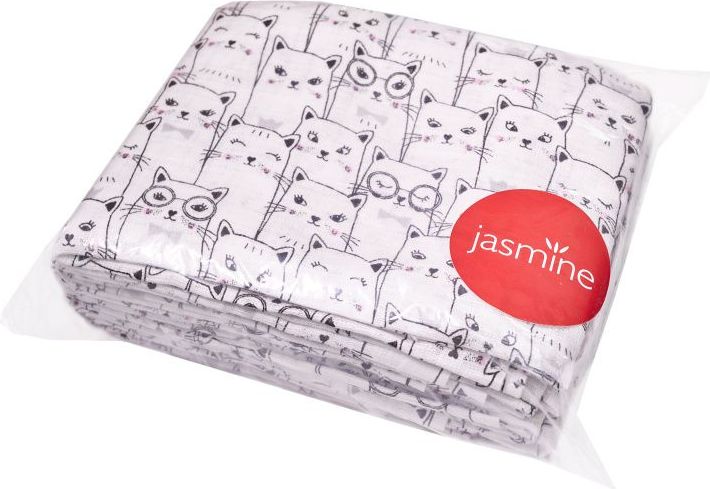 JASMINE Bavlněné pleny s potiskem Cat 70x80 10ks - obrázek 3