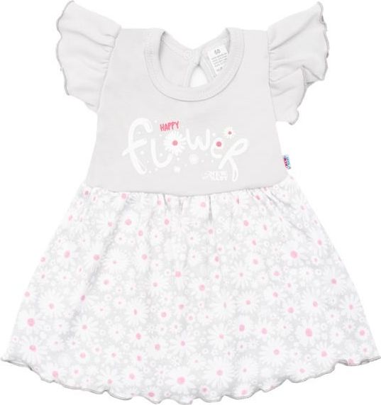 Kojenecké letní bavlněné šatičky s čelenkou New Baby Happy Flower šedé 56 (0-3m) - obrázek 2