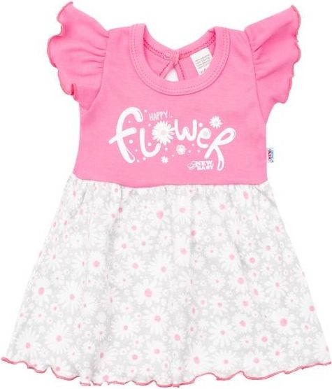 Kojenecké letní bavlněné šatičky s čelenkou New Baby Happy Flower tmavě růžové 56 (0-3m) - obrázek 2