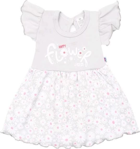 Kojenecké letní bavlněné šatičky s čelenkou New Baby Happy Flower šedé 92 (18-24m) - obrázek 2