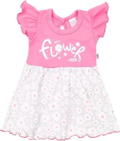 Kojenecké letní bavlněné šatičky s čelenkou New Baby Happy Flower tmavě růžové 92 (18-24m) - obrázek 3