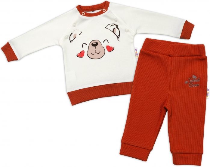 Baby Nellys Baby Nellys Kojenecká tepláková souprava  Teddy, dvojí zap. u krku - smetanová 68 (3-6m) - obrázek 1
