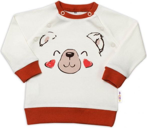 Baby Nellys Baby Nellys Kojenecká tepláková souprava  Teddy, dvojí zap. u krku - smetanová 68 (3-6m) - obrázek 2
