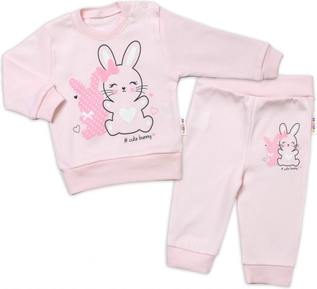Baby Nellys Baby Nellys Dětská tepláková souprava Cute Bunny - růžová, vel. 98 98 (2-3r) - obrázek 1