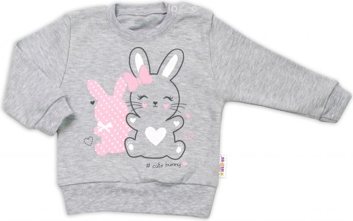 Baby Nellys Baby Nellys Kojenecká tepláková souprava Cute Bunny - šedá 68 (3-6m) - obrázek 2