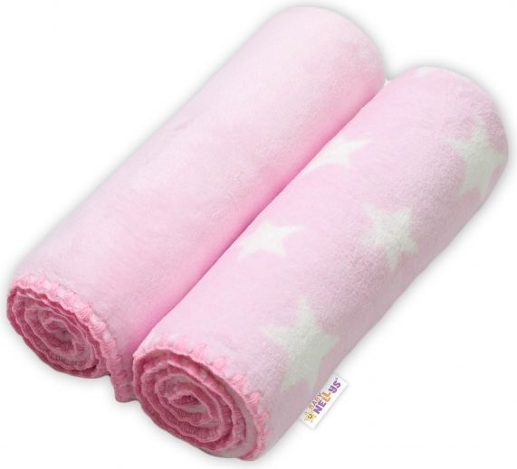 Baby Nellys Baby Nellys Dětská Coral deka - Dual pack, 80x90 cm, Hvězdička, růžová - obrázek 1