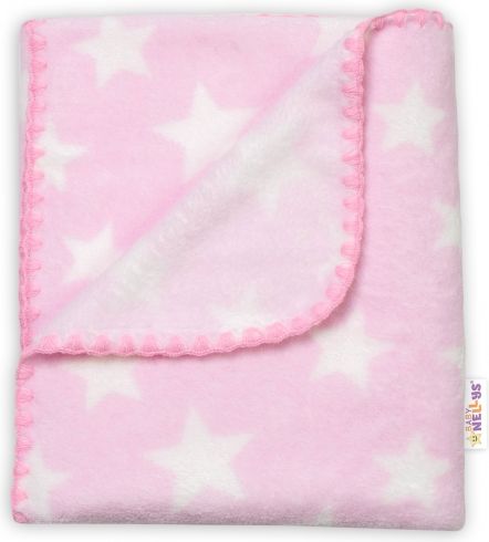 Baby Nellys Baby Nellys Dětská Coral deka - Dual pack, 80x90 cm, Hvězdička, růžová - obrázek 2