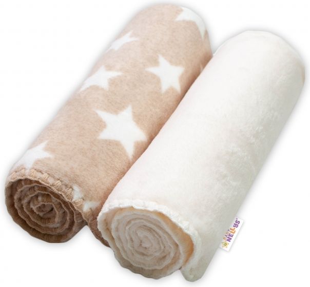 Baby Nellys Baby Nellys Dětská Coral deka - Dual pack, 80x90 cm, Hvězdička, ecru - obrázek 1
