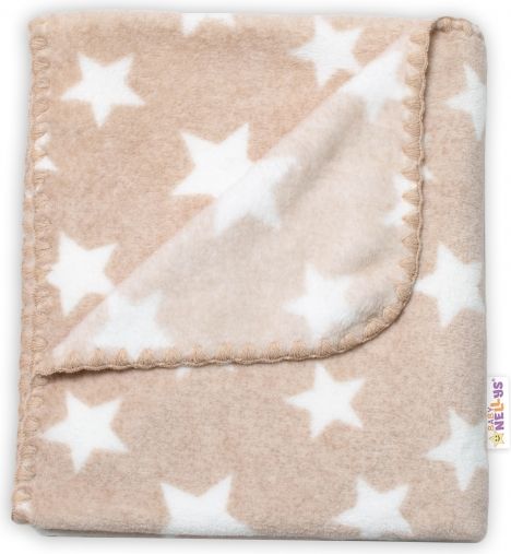 Baby Nellys Baby Nellys Dětská Coral deka - Dual pack, 80x90 cm, Hvězdička, ecru - obrázek 3