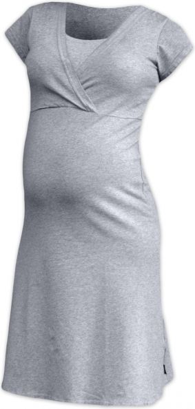 Jožánek JOŽÁNEK Těhotenská, kojící noční košile EVA, krátký rukáv - šedý melírek, vel. L/XL - obrázek 1