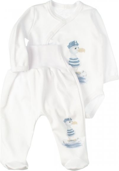 MBaby MBaby 2-dílná kojenecká sada body s dl.rukávem zap.bokem + polodupačky, Duck boy, vel. 68 68 (3-6m) - obrázek 1