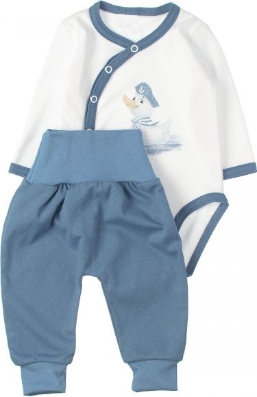 MBaby MBaby 2-dílná kojenecká sada body s dl.rukávem zap.bokem + tepláčky, Duck boy 56 (0-3m) - obrázek 1