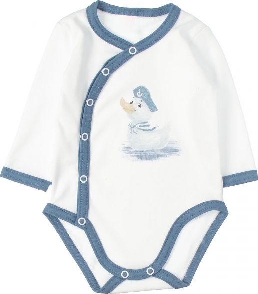 MBaby MBaby 2-dílná kojenecká sada body s dl.rukávem zap.bokem + tepláčky, Duck boy 56 (0-3m) - obrázek 2
