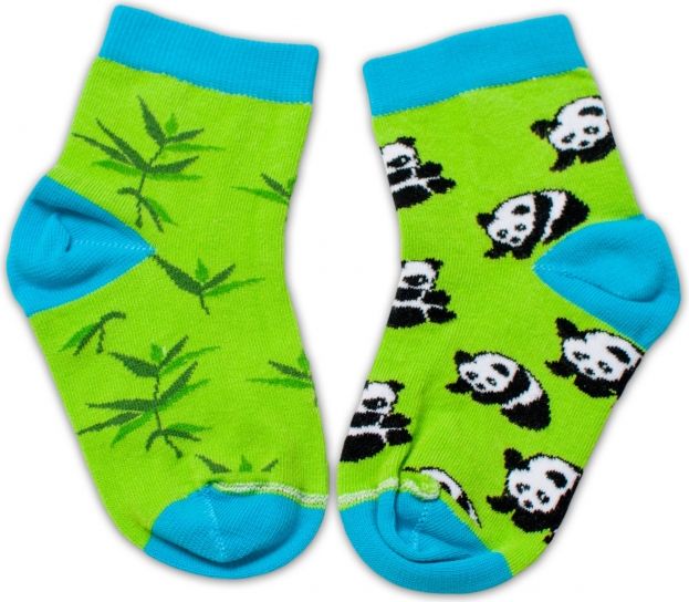 Baby Nellys Baby Nellys Bavlněné veselé ponožky Panda - zelené 92-98 (18-36m) - obrázek 2