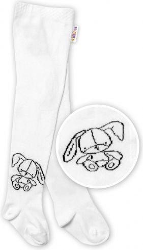 Baby Nellys Baby Nellys Dětské bavlněné punčocháče Cute Bunny - bílé 62-74 (3-9m) - obrázek 1