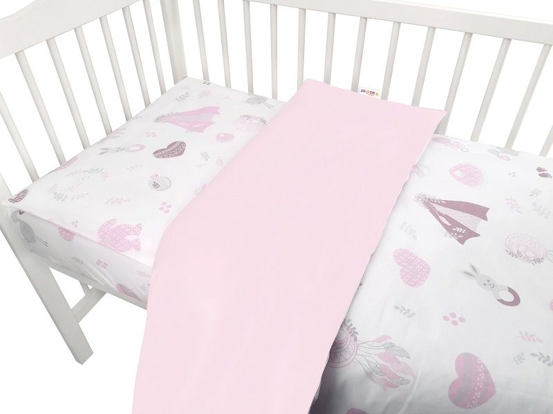 Baby Nellys Baby Nellys 2-dílné bavlněné povlečení, New Love Baby - růžová - obrázek 1