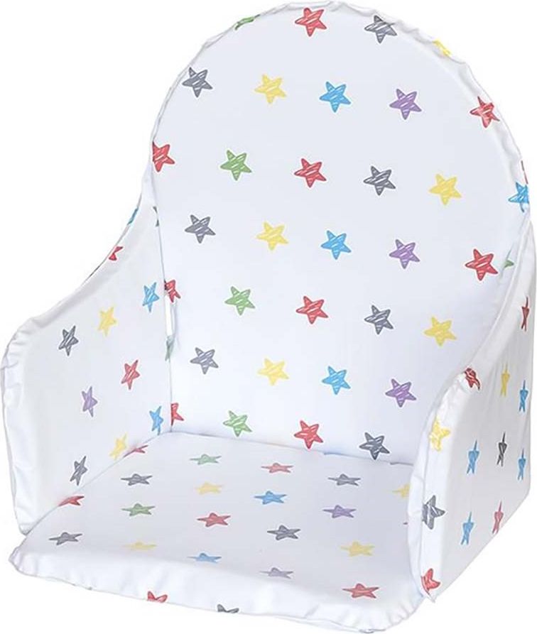Vložka do dřevěných jídelních židliček typu New Baby Victory bílá hvězdy různobarevné - obrázek 1