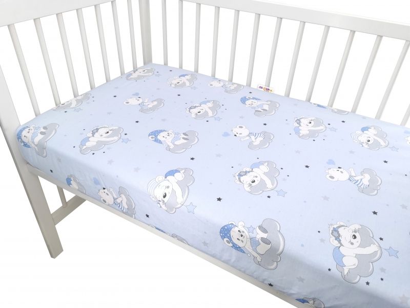 Baby Nellys Baby Nellys Dětské bavlněné prostěradlo do postýlky, Mráček - modré, 140 x 70 cm - obrázek 2