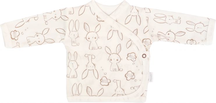 Mamatti Mamatti Novorozenecká bavlněná košilka zapínání bokem, Králíček - krémová s potiskem 50 - obrázek 1