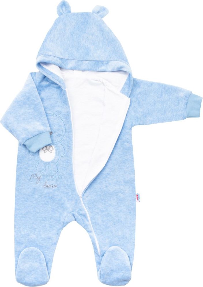 Kojenecký semiškový overal s kapucí New Baby Sweetheart modrý 68 (4-6m) - obrázek 2