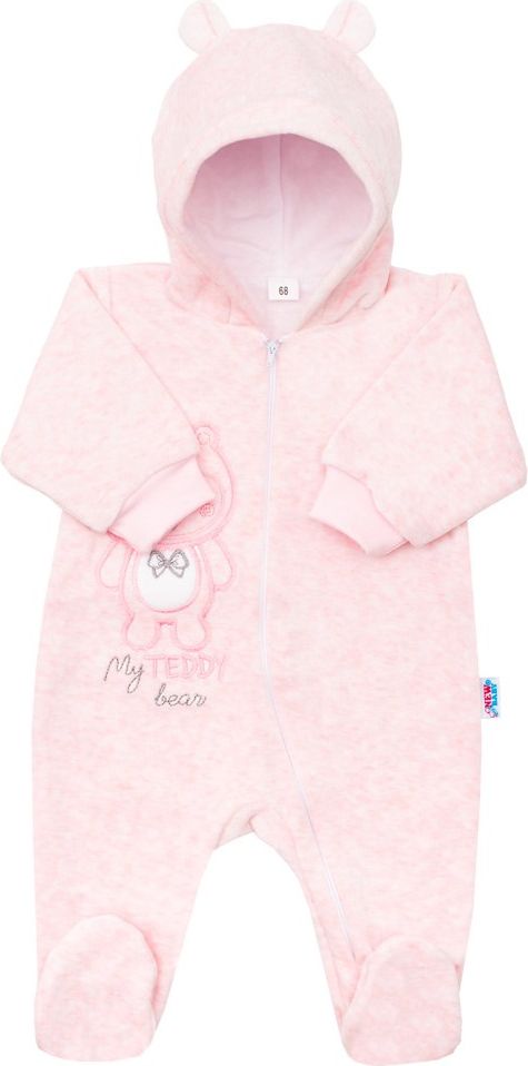 Kojenecký semiškový overal s kapucí New Baby Sweetheart růžový 74 (6-9m) - obrázek 1