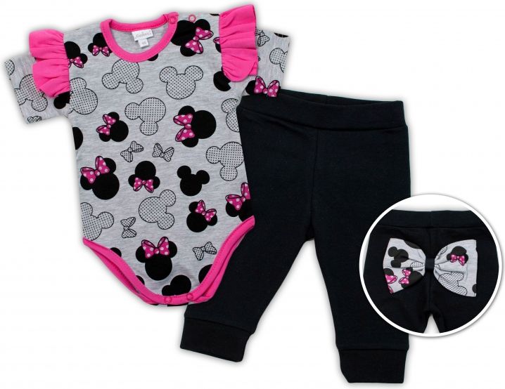 G-baby G-baby 2-dílná sada body kr. rukáv, legíny Minnie - šedá, vel. 80 80 (9-12m) - obrázek 2