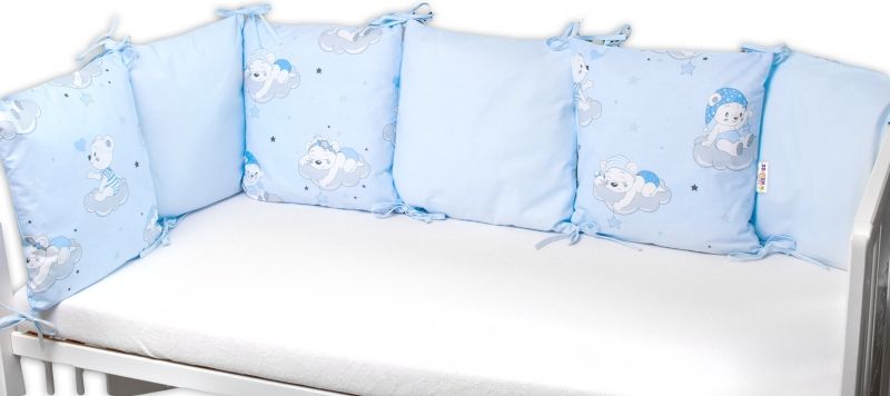 Baby Nellys Baby Nellys Bavlněný polštářkový mantinel, Mráček - modrá - obrázek 2