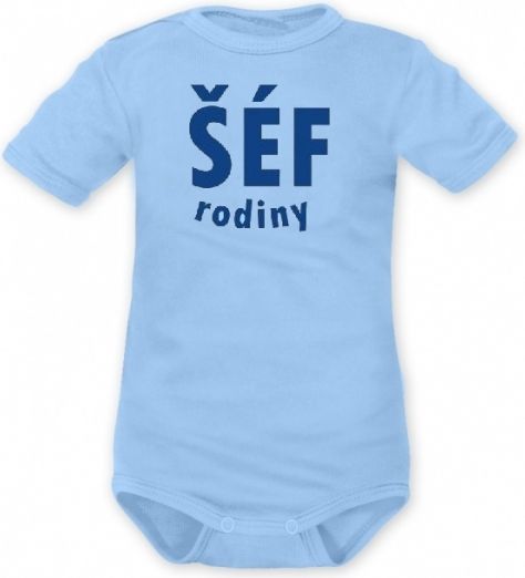 DEJNA DEJNA Body krátký rukáv ŠÉF RODINY - modré 62 (3-6m)